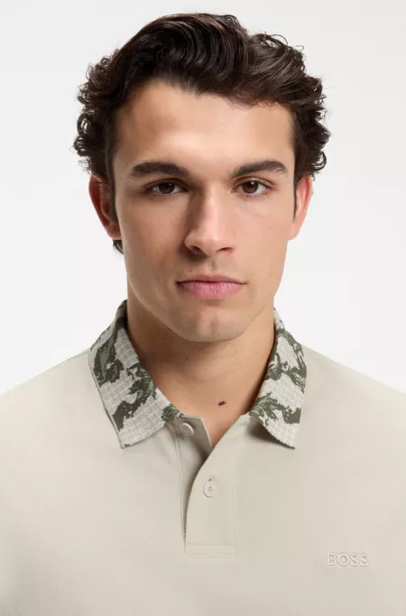 Relaxed-fit polo with jacquard collar