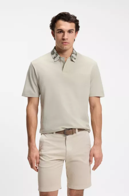 Relaxed-fit polo with jacquard collar