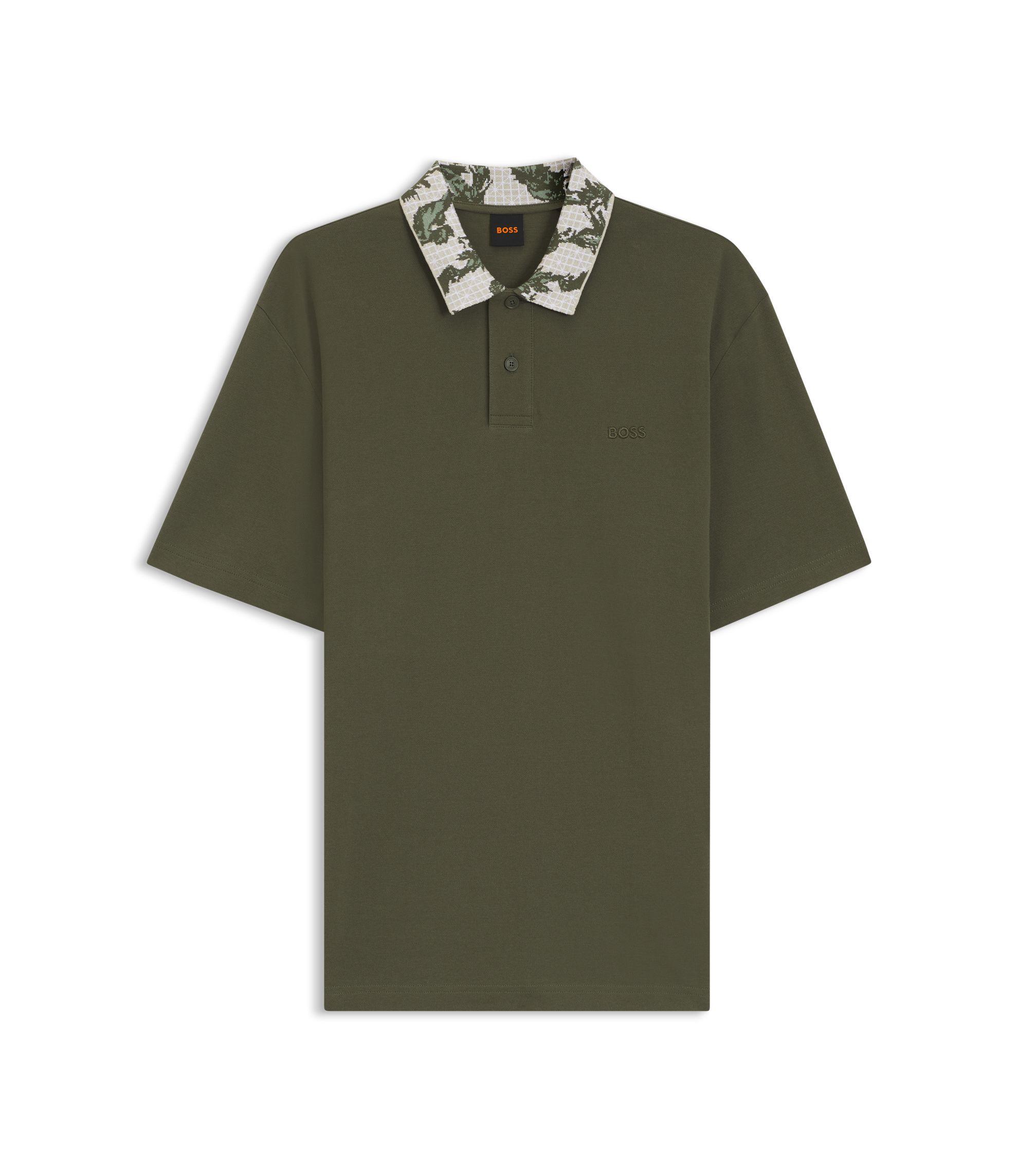 BOSS - Relaxed-fit polo with jacquard collar - Green