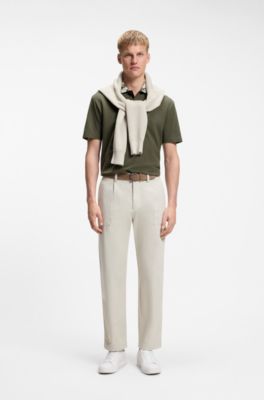 Relaxed-fit polo with jacquard collar, Green