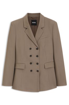 Blazer Slim en twill de gabardine, Marron
