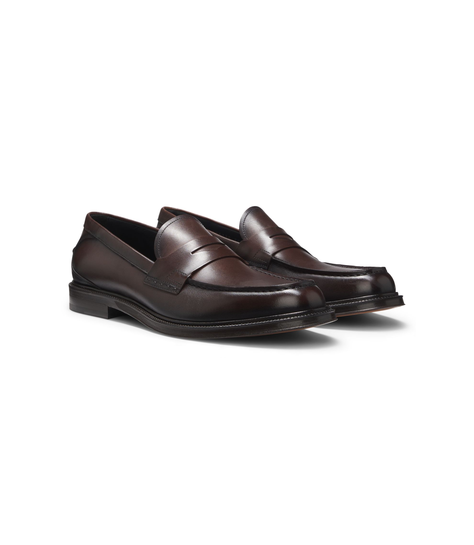 BOSS - Italian-made loafers in soft leather - Dark Brown display picture 1