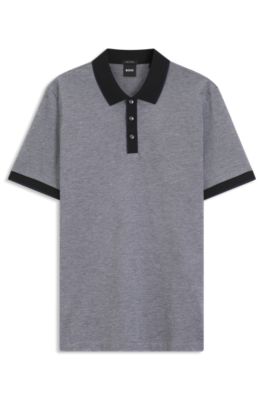 Polo regular fit de algod&oacute;n, Negro