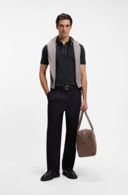 Regular-fit cotton polo shirt, Black