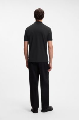 Regular-fit cotton polo shirt, Black
