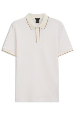 Regular-fit cotton polo shirt, White