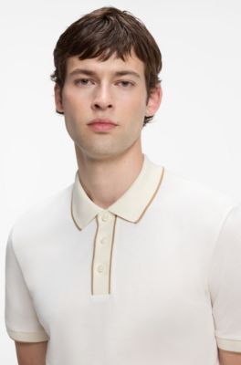 Polo regular fit de algod&oacute;n, Blanco