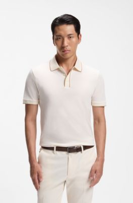 Regular-fit cotton polo shirt, White