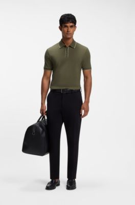 Regular-fit cotton polo shirt, Light Green