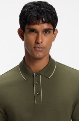 Regular-fit cotton polo shirt, Light Green