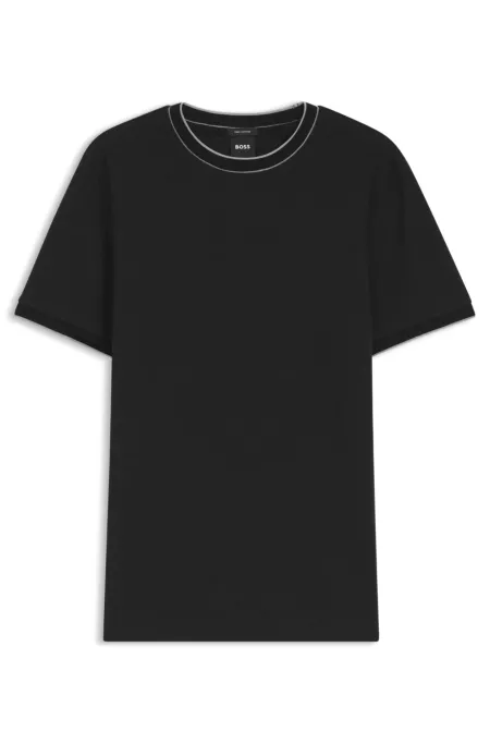 Regular-fit T-shirt in structured cotton with tipping details