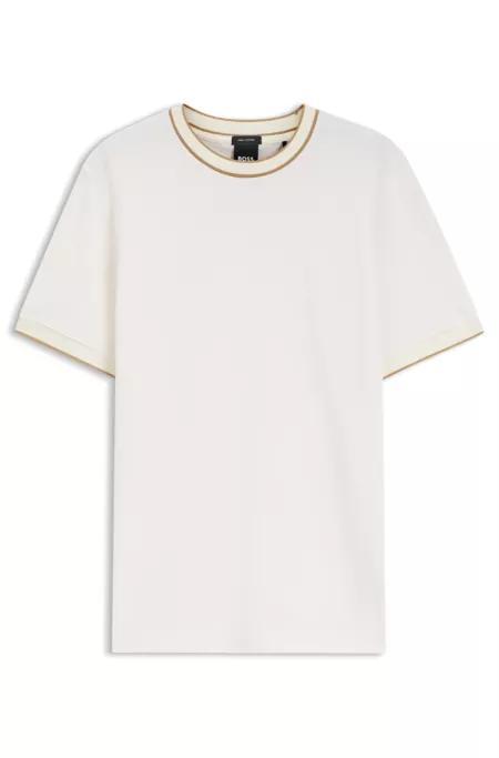 Regular-fit T-shirt in structured cotton with tipping details