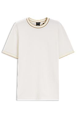 Regular-fit T-shirt in structured cotton with tipping details