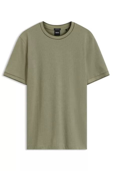 Regular-fit T-shirt in structured cotton with tipping details