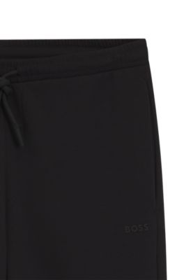 Stretch-cotton track pants with puff-print logo, Black