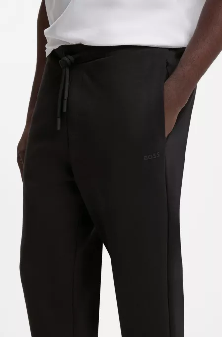 Stretch-cotton track pants with puff-print logo