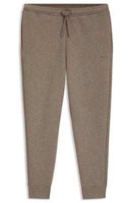 Stretch-cotton track pants with puff-print logo, Light Brown