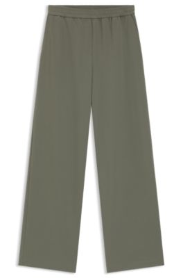 Pantalones relaxed fit en crep&eacute; japon&eacute;s antiest&aacute;tico, Verde oscuro