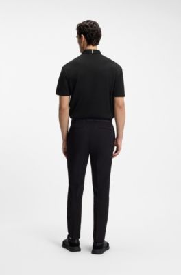 Regular-fit shirt in stretch-cotton pique, Black