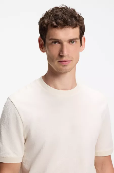Regular-fit polo shirt in cotton-silk jacquard