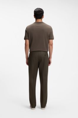 Regular-fit T-shirt in cotton-silk jacquard, Brown