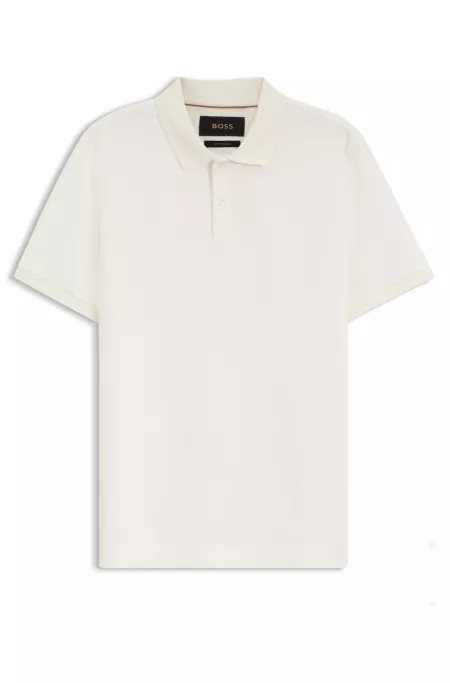 Regular-fit polo shirt in cotton-silk jacquard