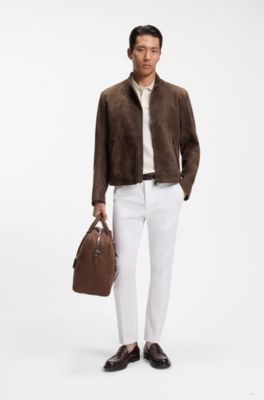 Polo regular fit en jacquard de algod&oacute;n y seda, Blanco