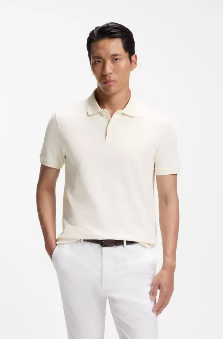 Regular-fit polo shirt in cotton-silk jacquard