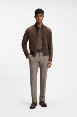 Polo regular fit en jacquard de algod&oacute;n y seda, Marr&oacute;n