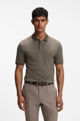 Polo regular fit en jacquard de algod&oacute;n y seda, Marr&oacute;n