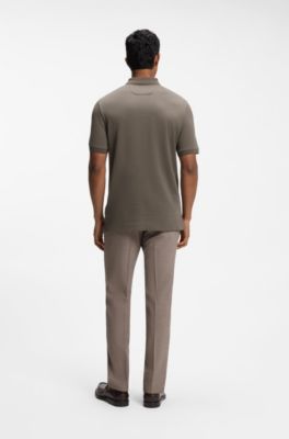 Polo regular fit en jacquard de algod&oacute;n y seda, Marr&oacute;n