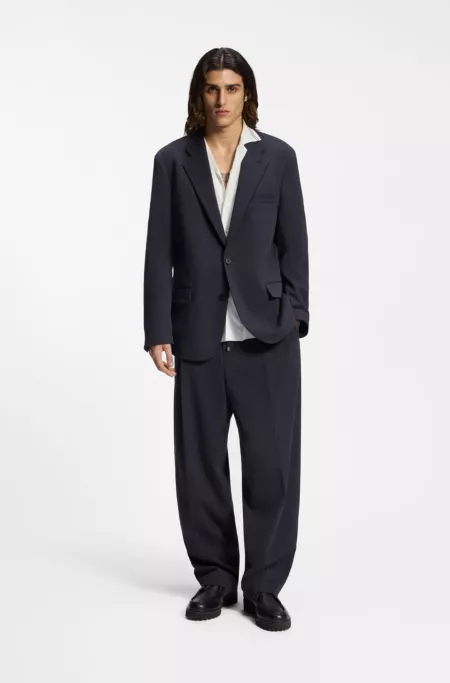 Slim-fit suit jacket in performance-stretch seersucker