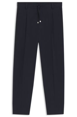 Modern-fit pants in performance-stretch seersucker, Dark Blue