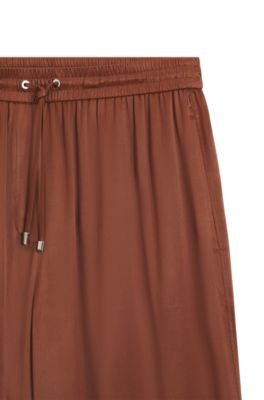 Relaxed-fit pants in satin, Brown