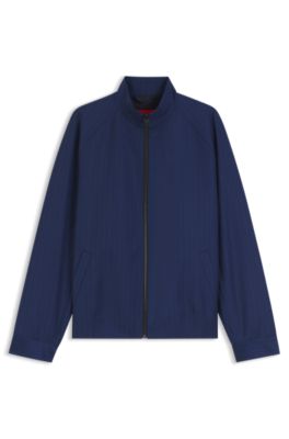 Slim-fit jacket in chalk-striped virgin wool, Light Blue