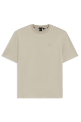 Regular-fit T-shirt in mercerized cotton, Light Beige