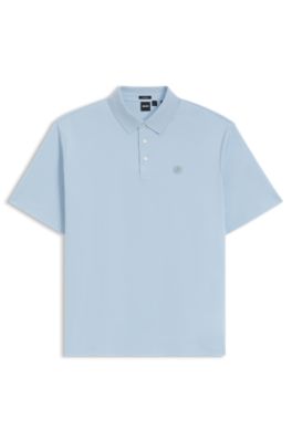 Polo regular fit de algod&oacute;n mercerizado, Celeste