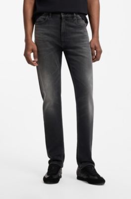 Jean Slim en denim stretch noir lav&eacute;, Gris sombre