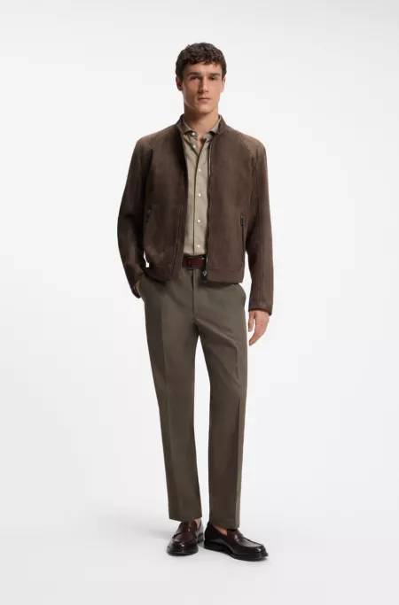 Straight-fit pants in water-repellent cotton twill