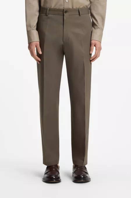 Straight-fit pants in water-repellent cotton twill