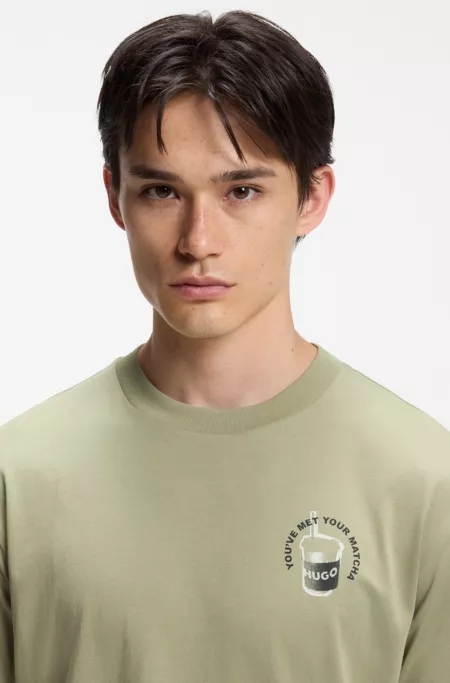 Cotton-jersey T-shirt with logo artwork