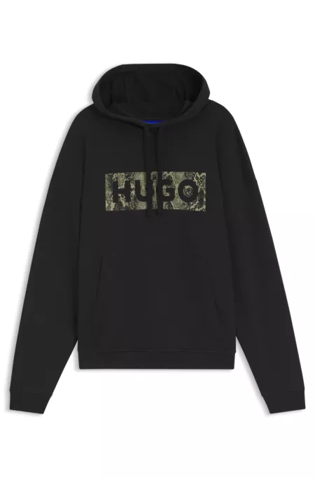 Cotton-terry hoodie with logo graphic