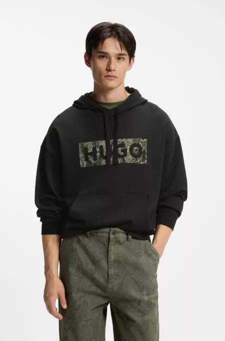 Cotton-terry hoodie with logo graphic