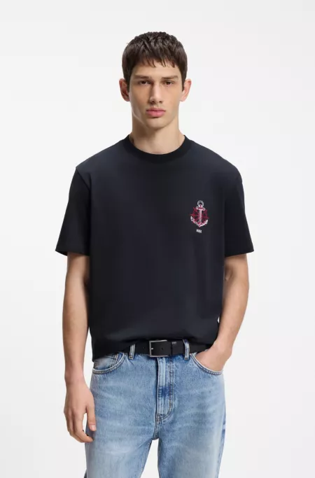 Cotton-jersey T-shirt with sailing artwork