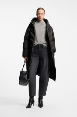 Water-repellent jacket with side zippers, Black