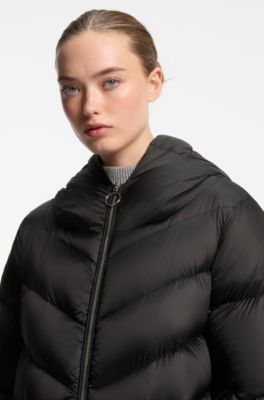 Water-repellent jacket with side zippers, Black