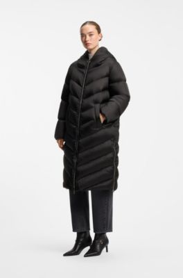 Water-repellent jacket with side zippers, Black