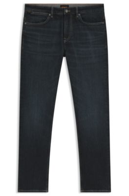 Slim-fit jeans with contrast stitching, Dark Blue
