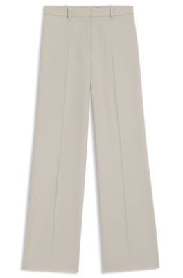 Regular-fit wide-leg pants in stretch fabric, Light Grey