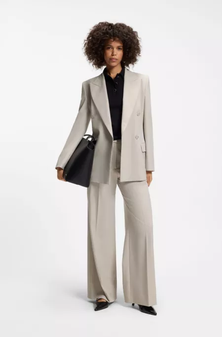 Regular-fit wide-leg pants in stretch fabric